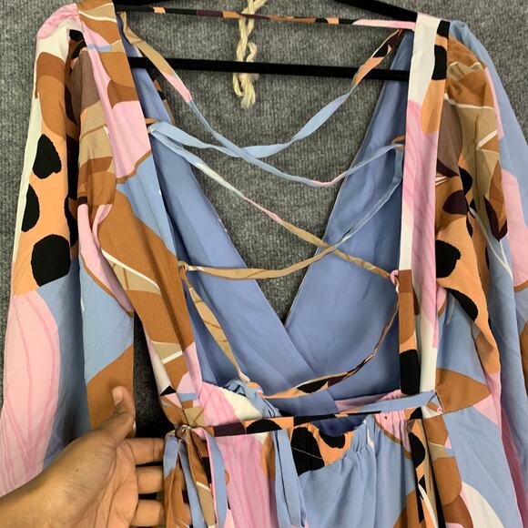 Anthropologie Hutch Bloom Wrap Midi Dress Size Small Open Lace Up Back - Picture 9 of 13